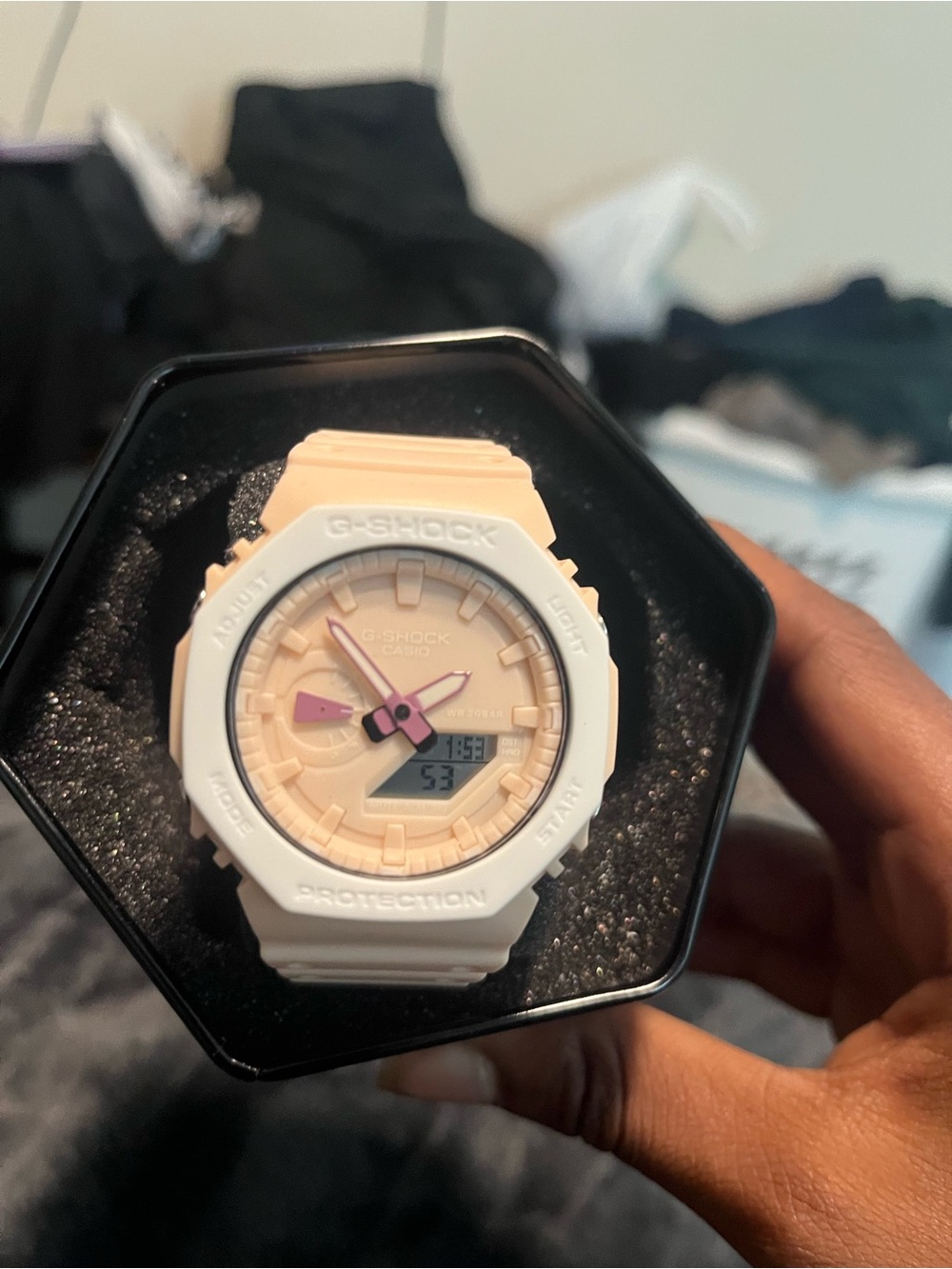 G-Shock White & Light Pink Analog-Digital Resin Watch